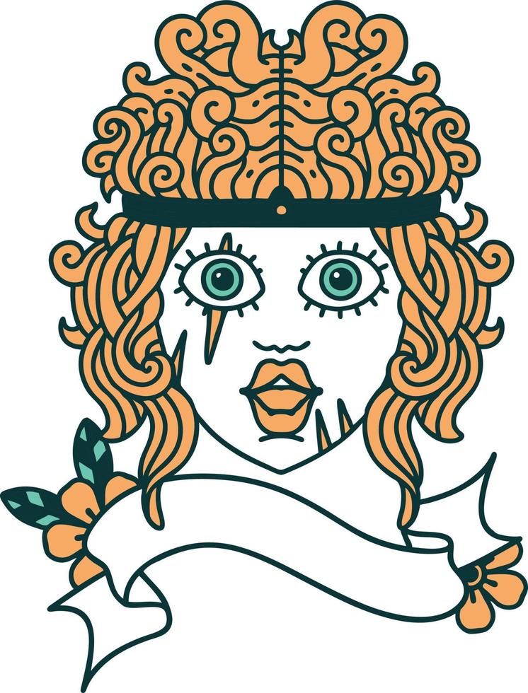 Retro Tattoo Style human barbarian character vector