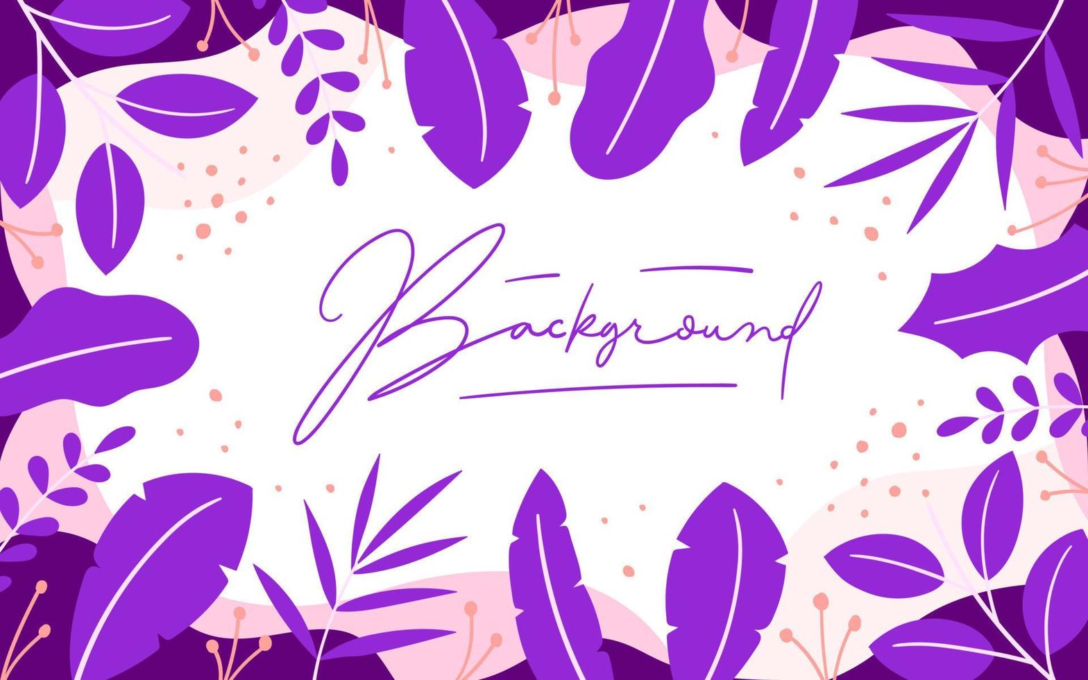 Beautiful purple floral background with hand drawn flat leaves vector