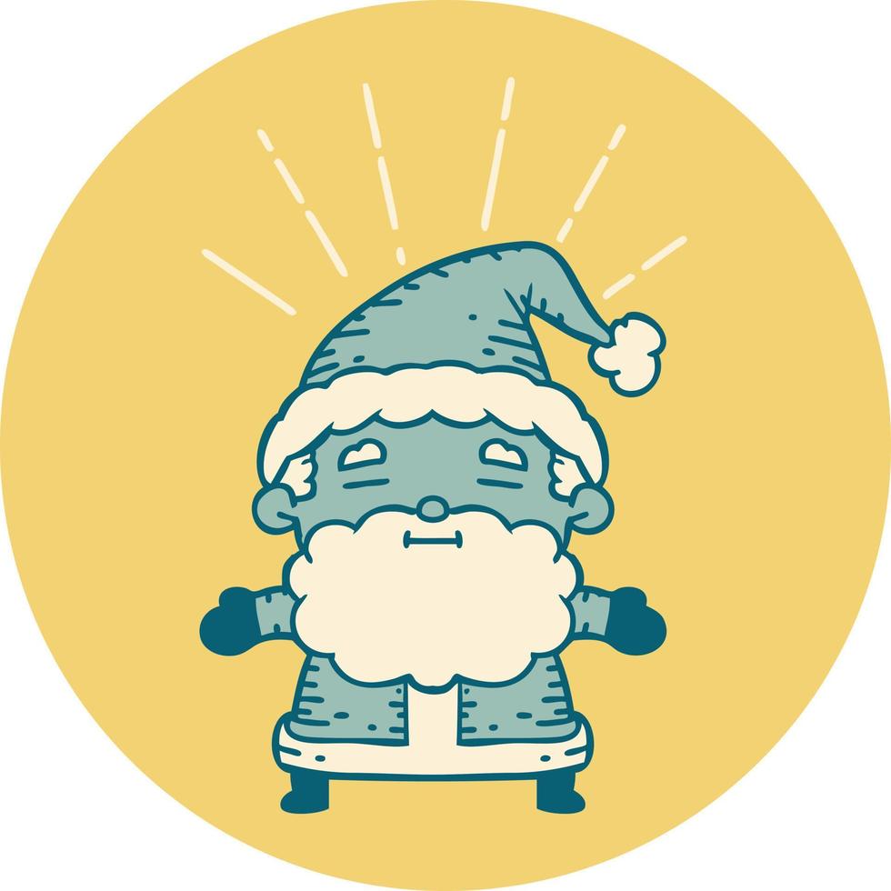 ícono de un personaje navideño de santa claus estilo tatuaje vector