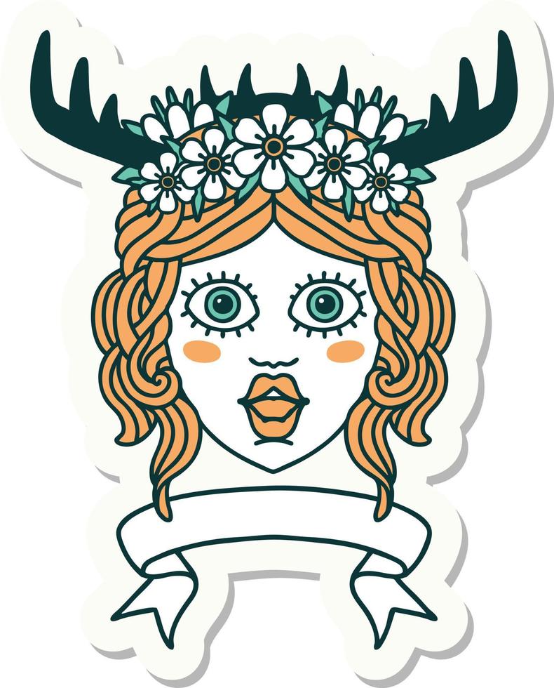 sticker of a human druid character with banner vector