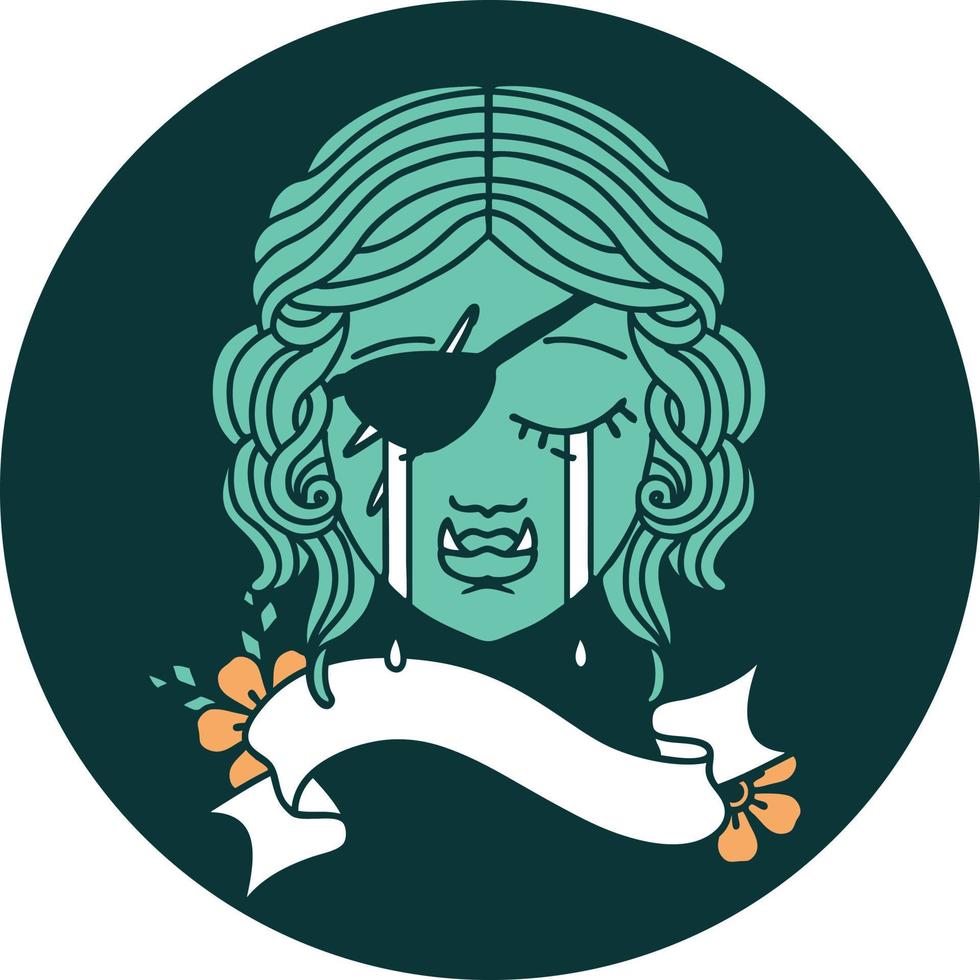 icon of crying orc rogue character face vector