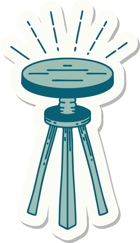 sticker of a tattoo style wooden stool vector