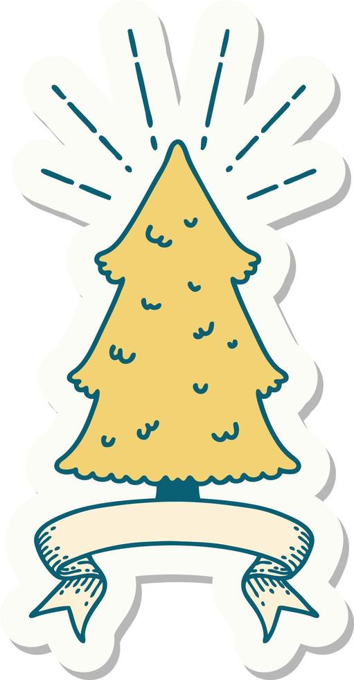 sticker of a tattoo style pine tree vector