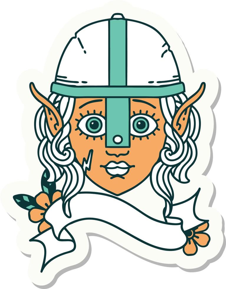 sticker of a elf fighter character face vector