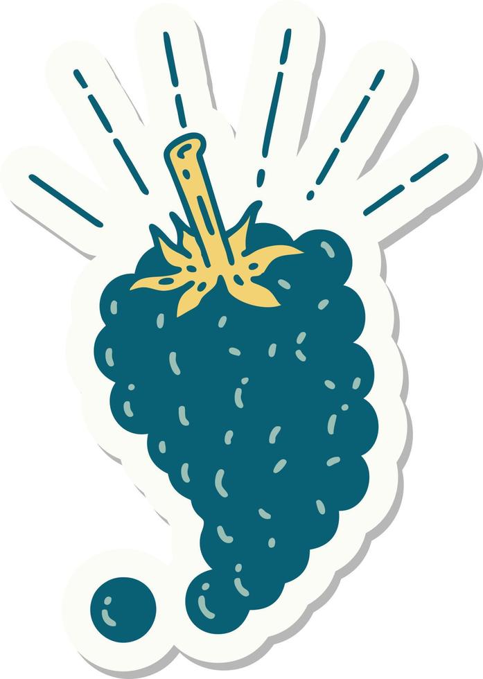 sticker of a tattoo style bunch of grapes vector