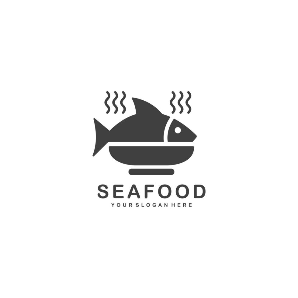 Sea food simple flat logo vector