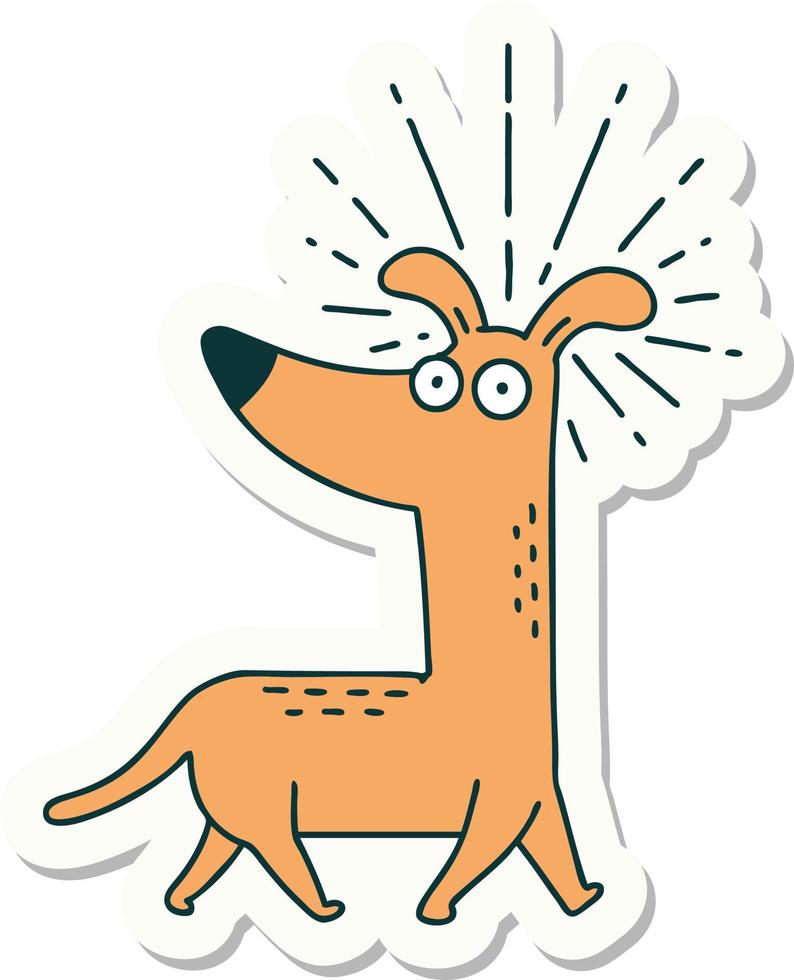 sticker of a tattoo style surprised dog vector