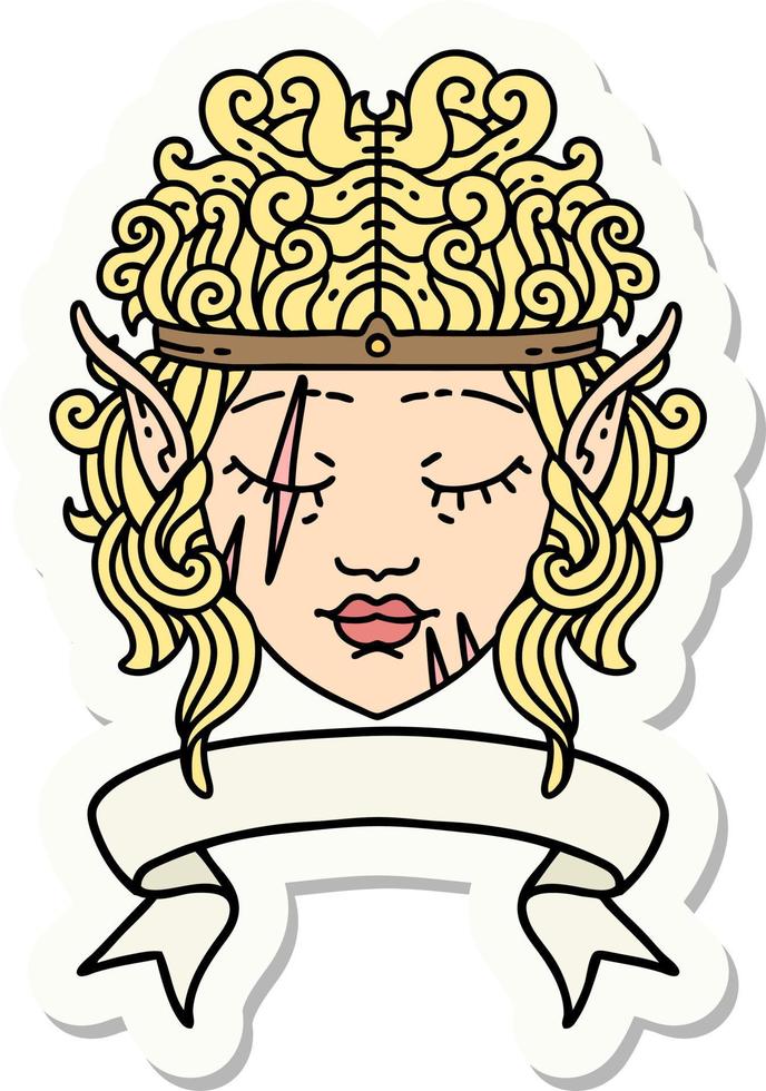 sticker of a elf barbarian character face with banner vector