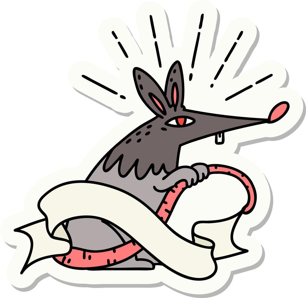 sticker of a tattoo style sneaky rat vector