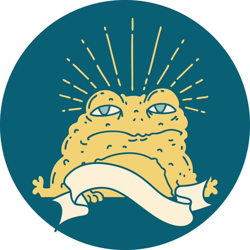 icon of a tattoo style toad character vector