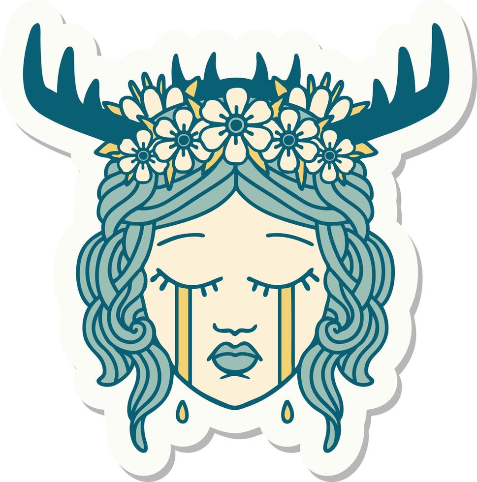 sticker of a crying human druid vector