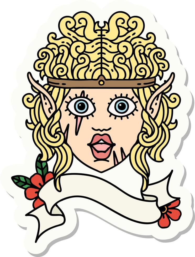 sticker of a elf barbarian character face vector