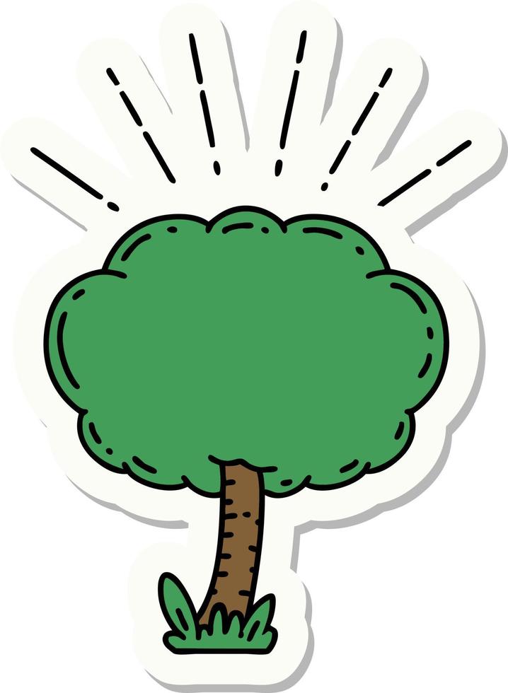 sticker of a tattoo style tree vector