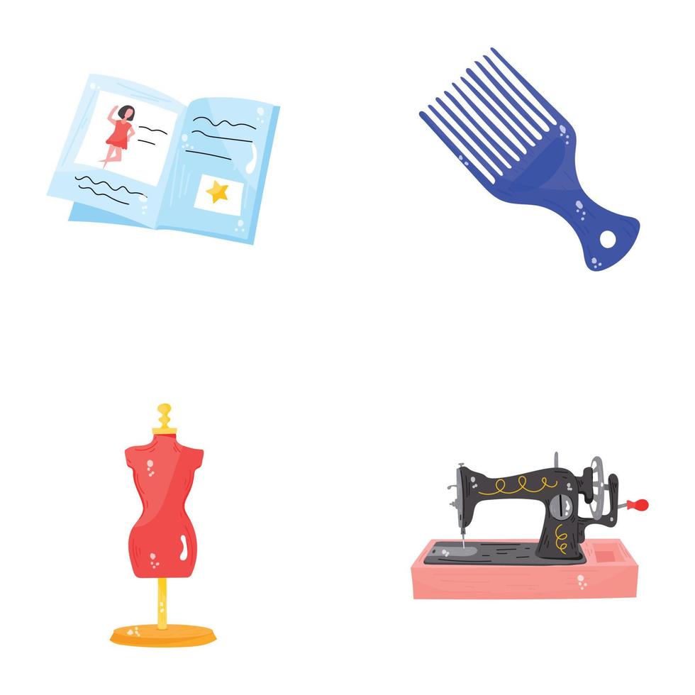 Tailoring and Fashion Accessories Flat Sticker Icons vector