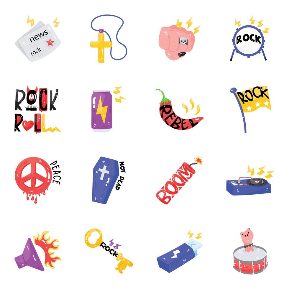 Set of Rock Flat Icons vector