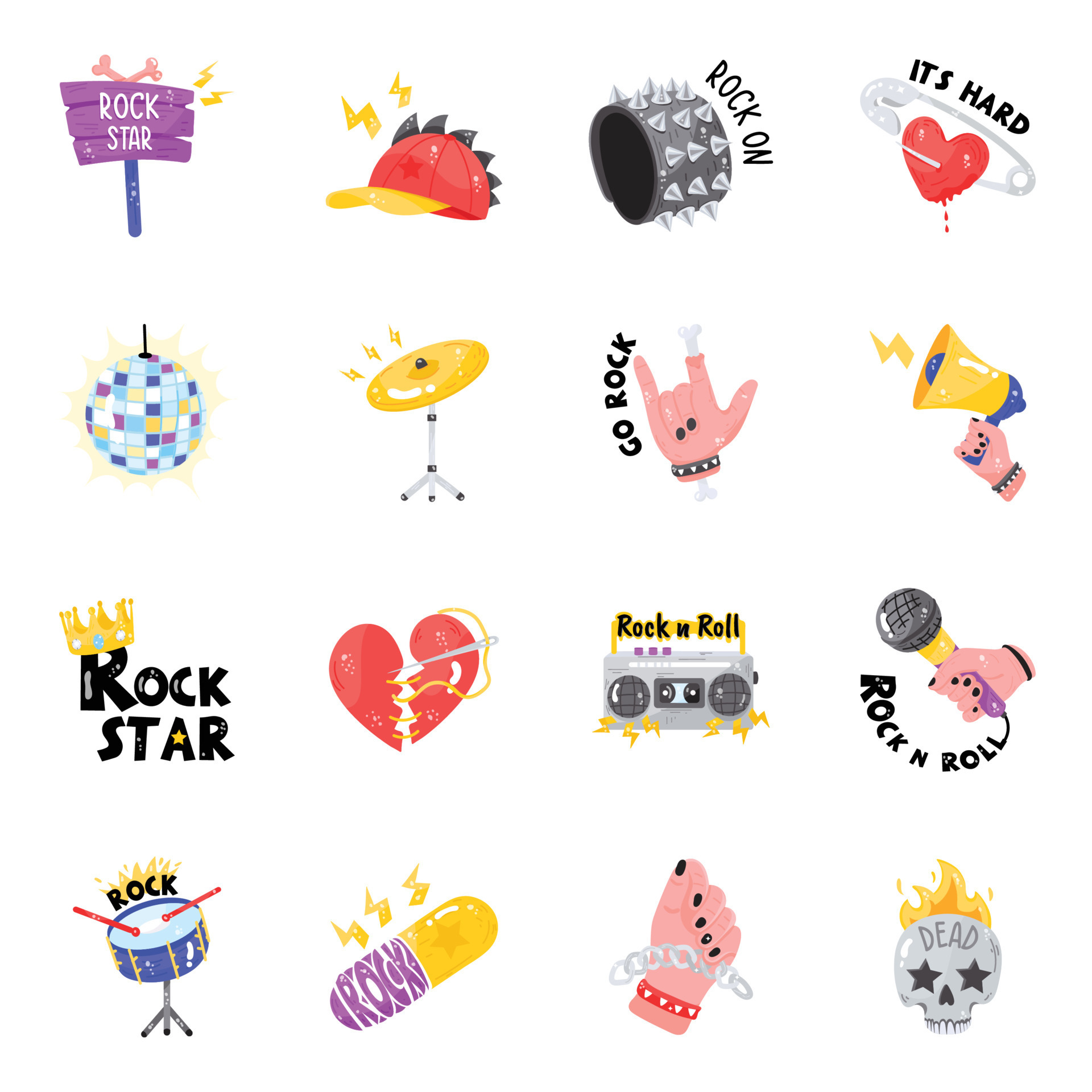 Iconos Planos De Rock And Roll 12102093 Vector En Vecteezy clockwork-retro-moon-in-the-style-of-the-70s-vector-illustration