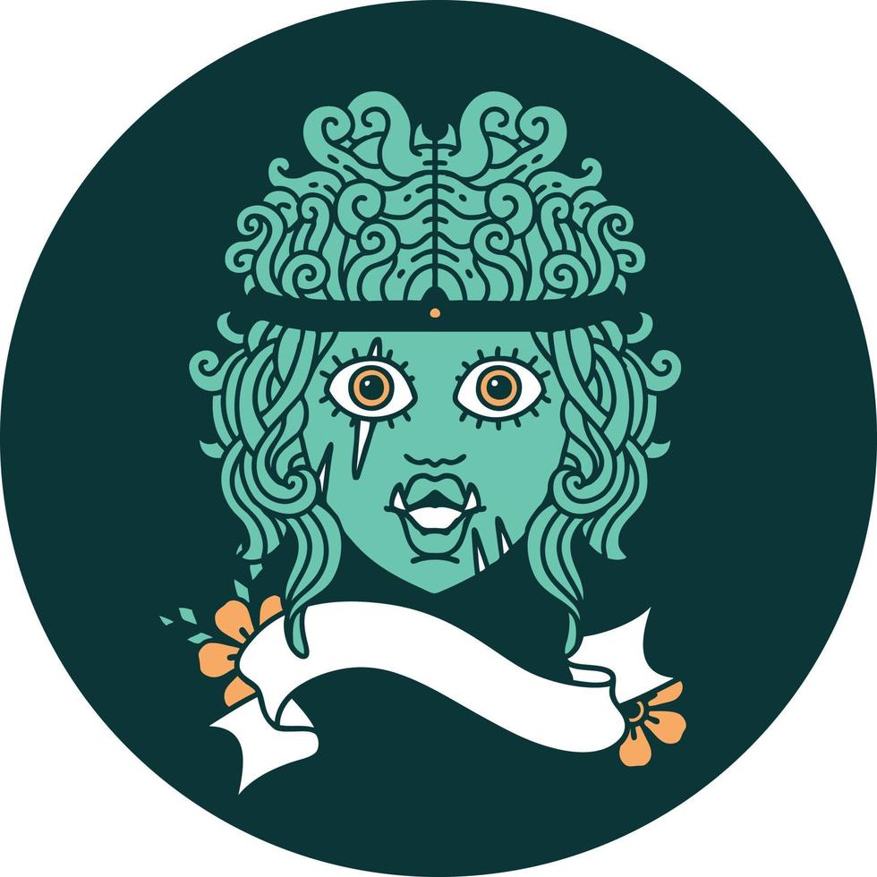 icon of orc barbarian character face vector