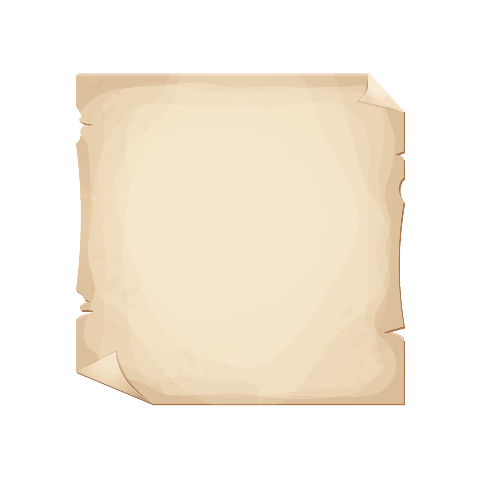 Old parchment paper, page empty medieval letter in cartoon style