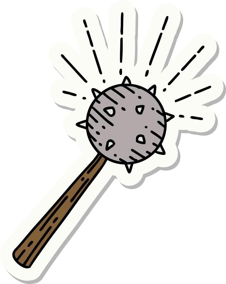 sticker of a tattoo style medieval mace vector