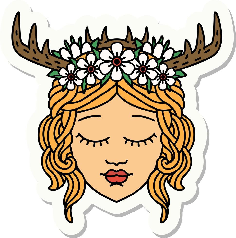 sticker of a human druid character face vector