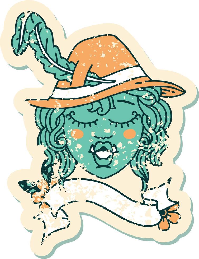 Retro Tattoo Style orc bard character vector