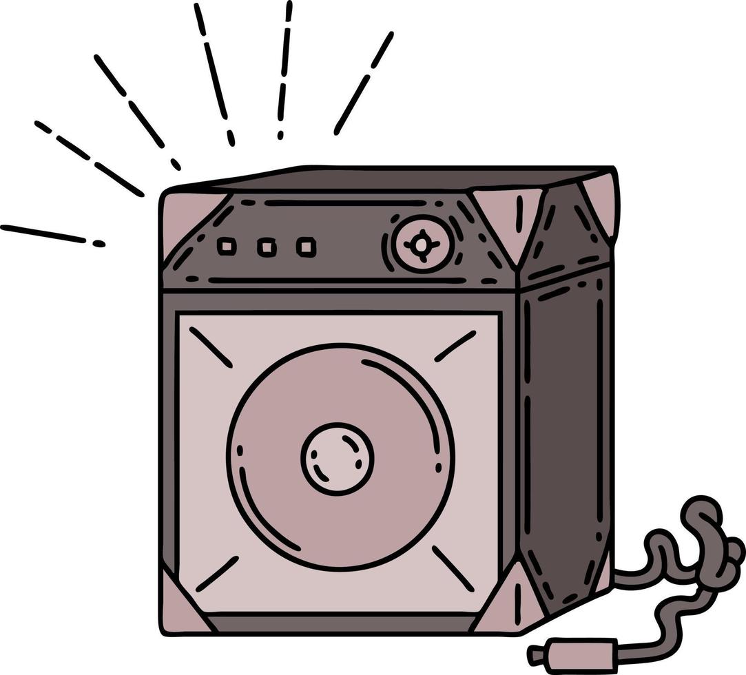 illustration of a traditional tattoo style guitar amplifier vector