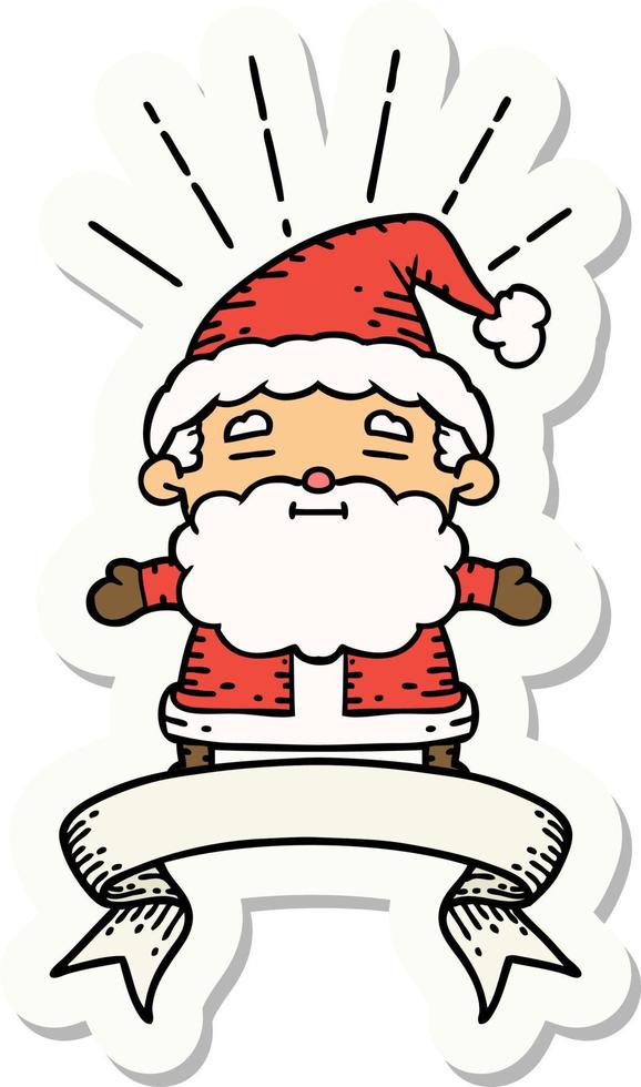 pegatina de un personaje navideño de santa claus estilo tatuaje vector