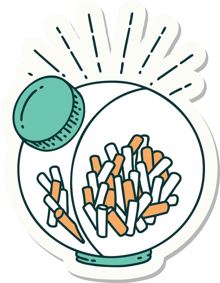 sticker of a tattoo style jar of candy vector