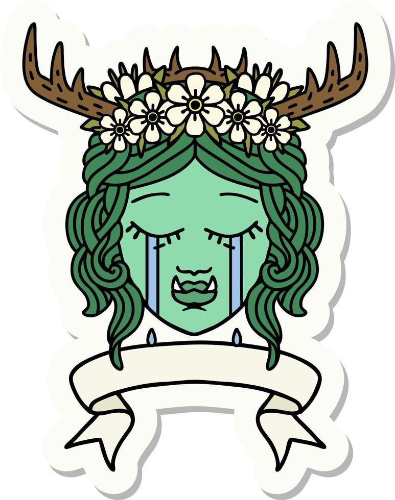 sticker of a crying orc druid character face vector