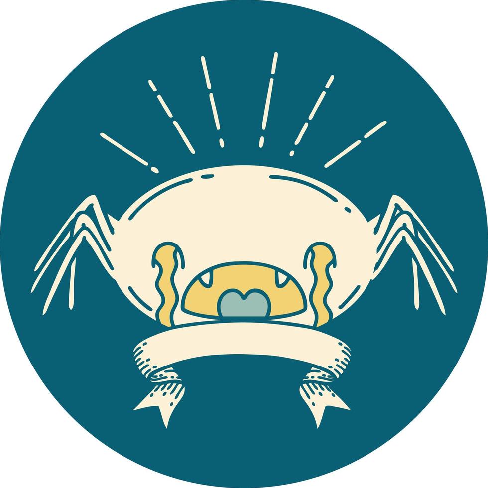 icon of a tattoo style crying spider vector