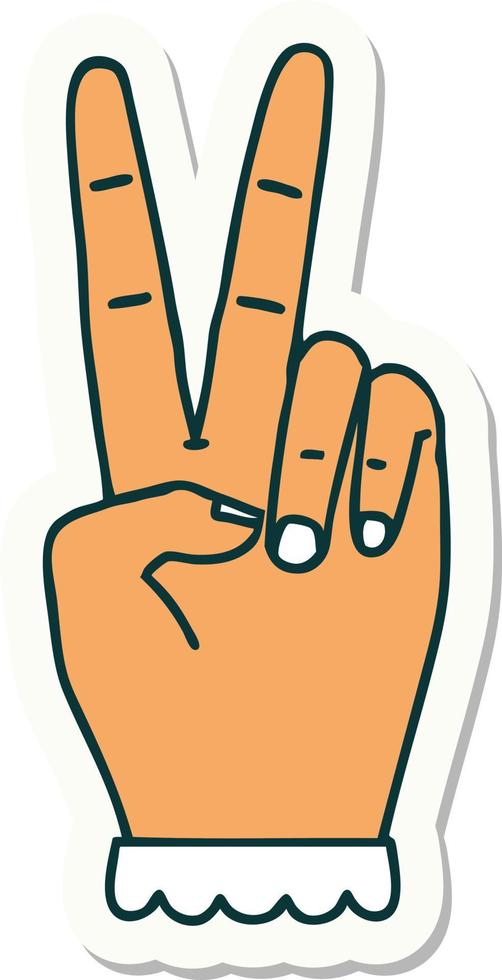 sticker of a peace symbol two finger hand gesture vector