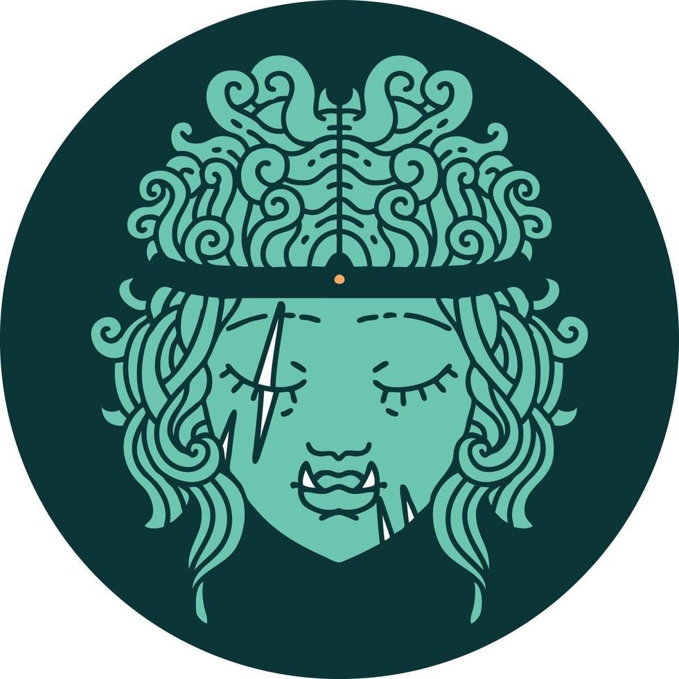 icon of orc barbarian character face vector