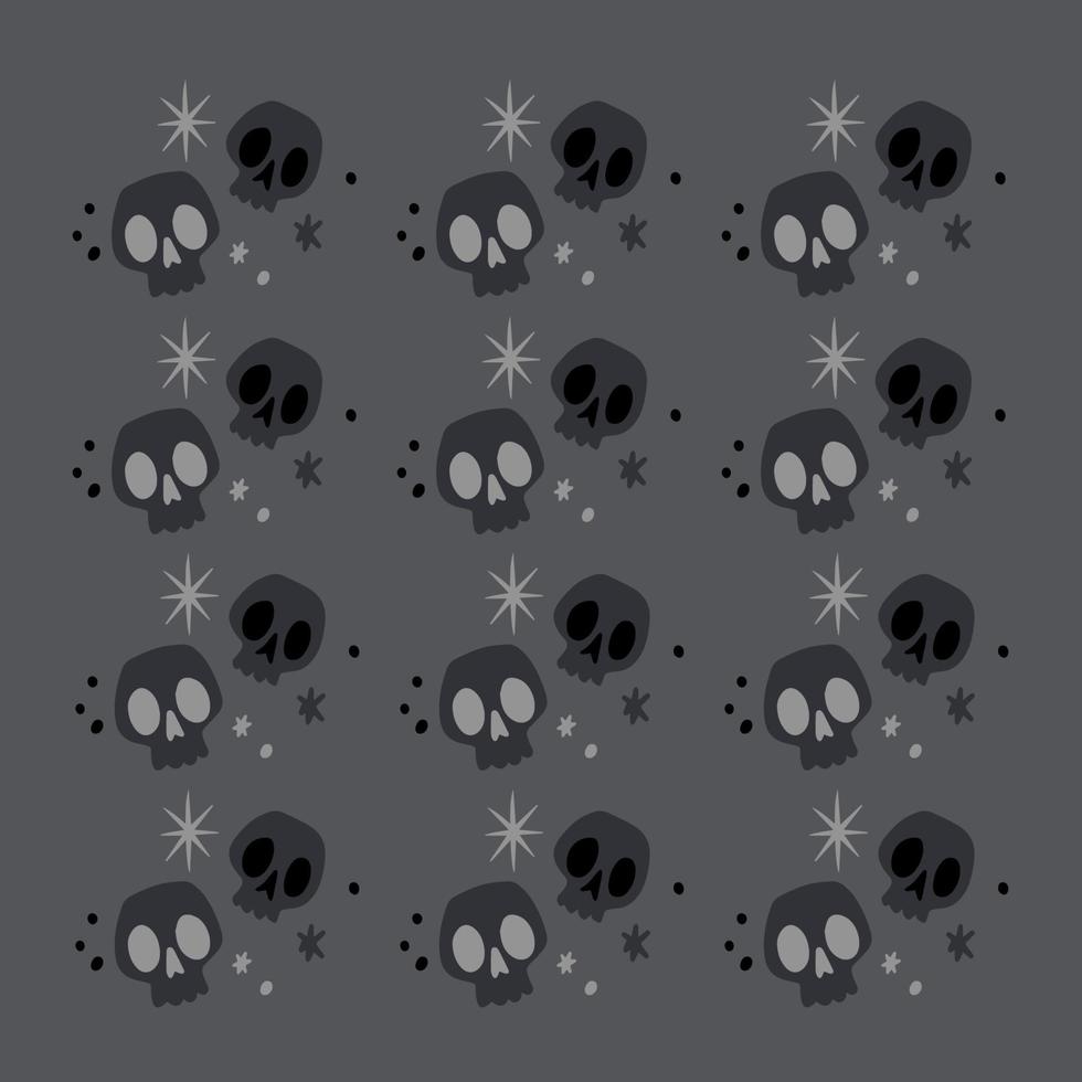 hermoso fondo, patrón con calaveras y estrellas vector