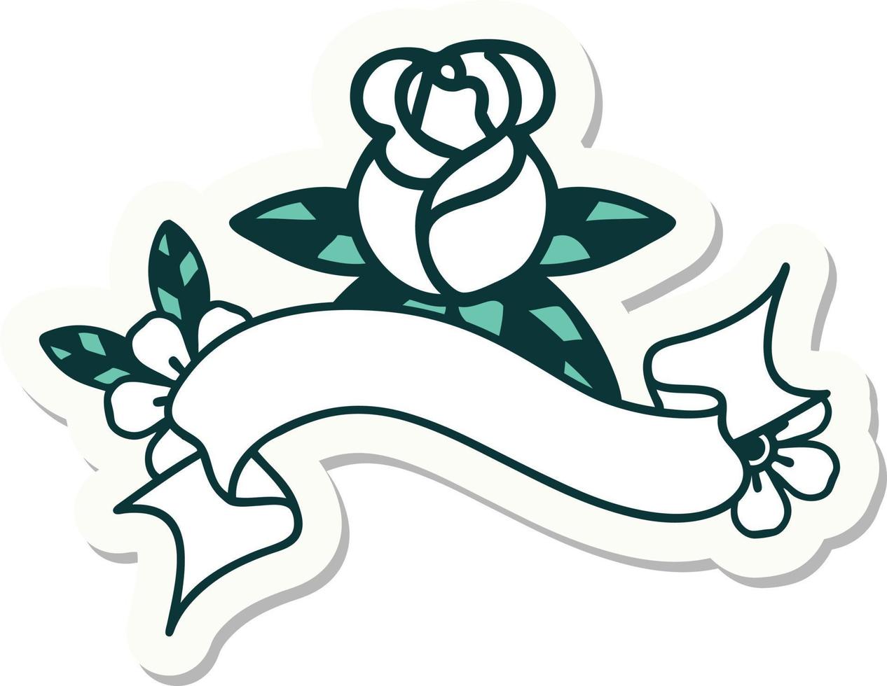 tattoo style sticker with banner of a single rose vector