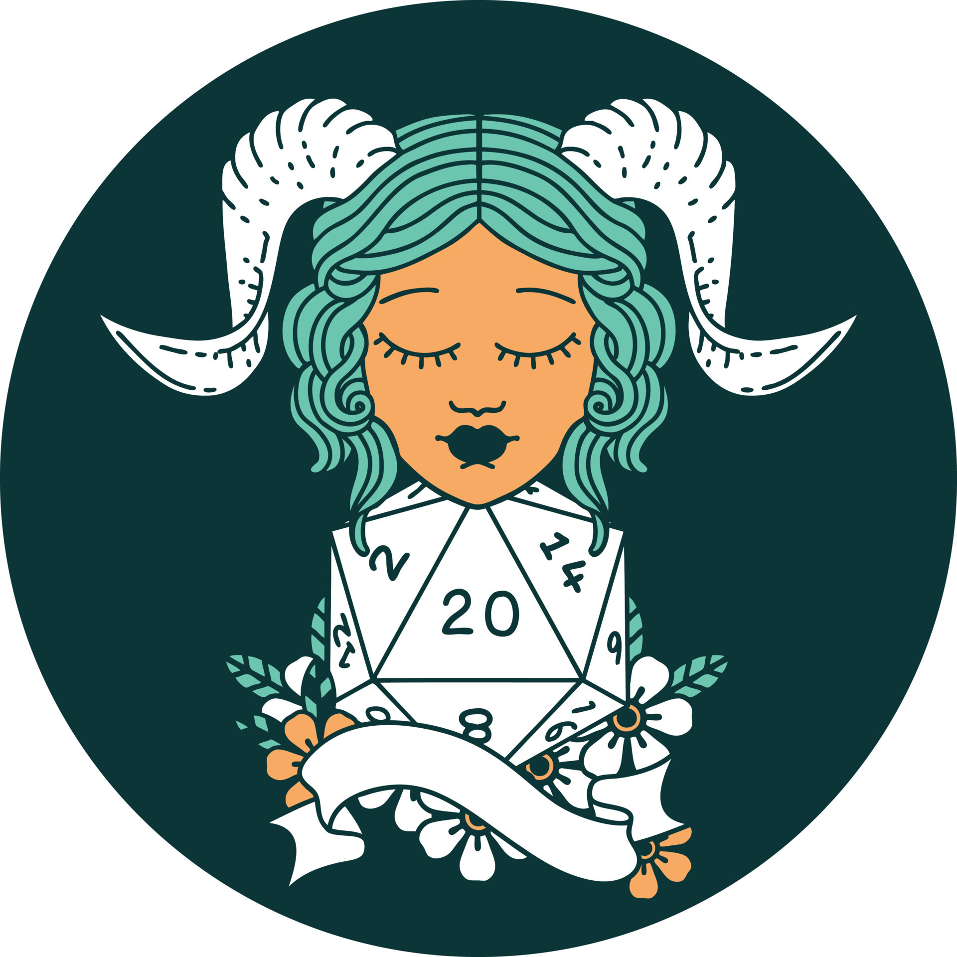 icon of tiefling with natural twenty dice roll 12103144 Vector Art at ...