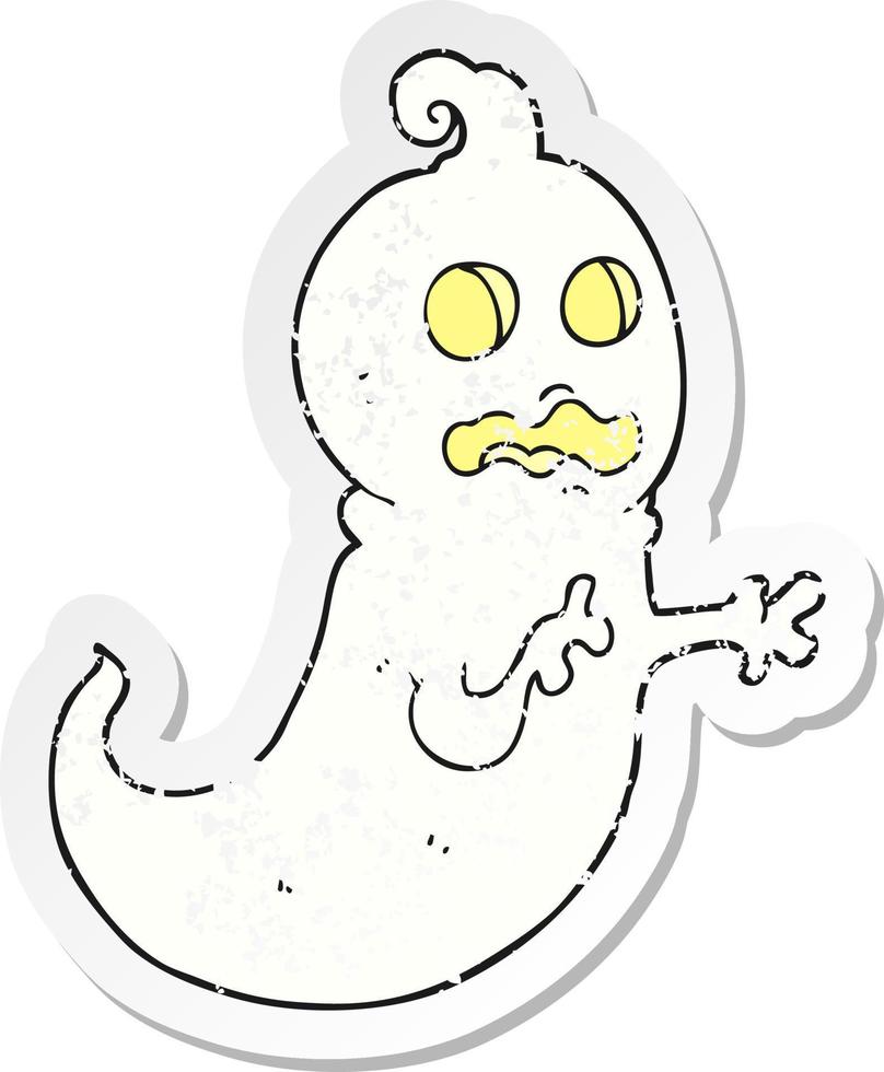 retro distressed sticker of a cartoon ghost vector
