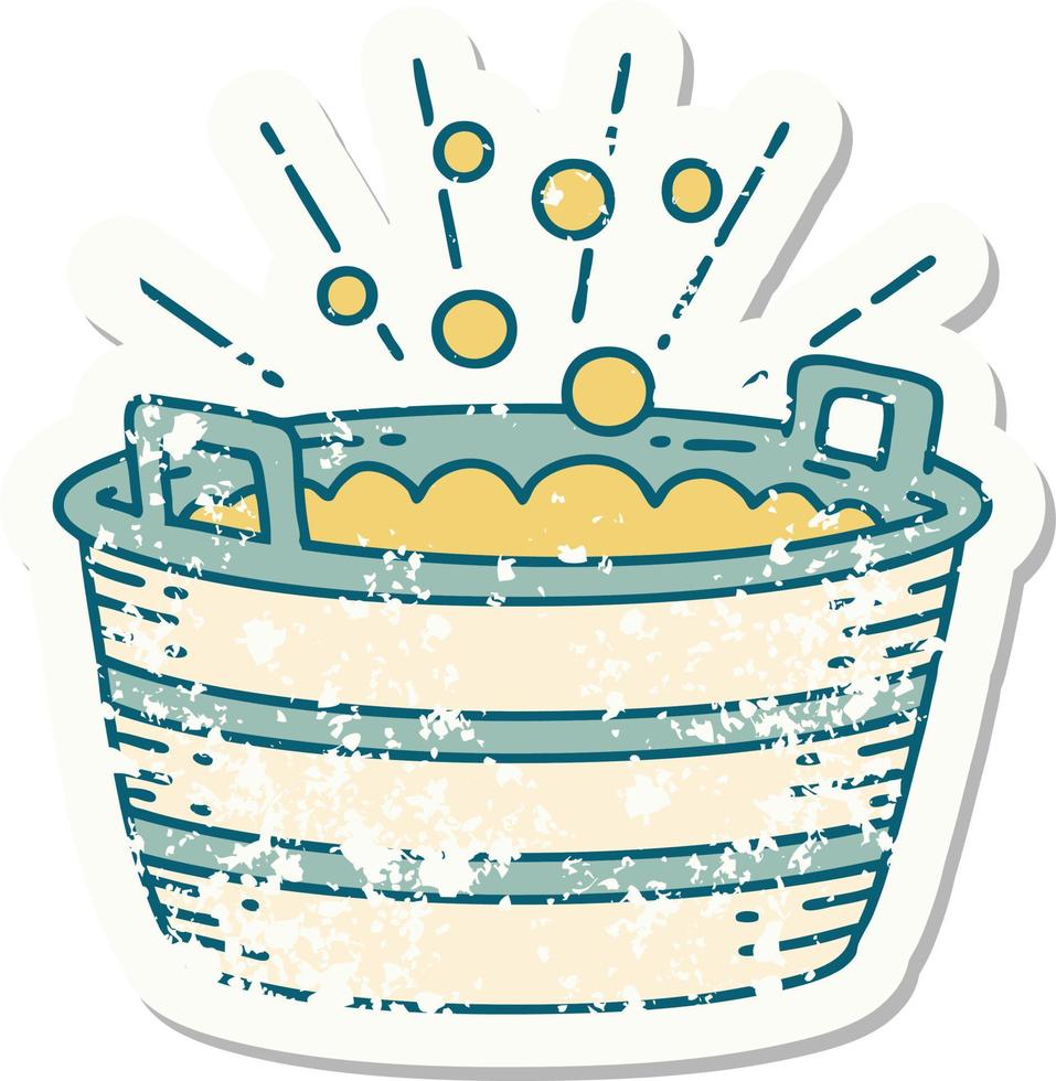 grunge sticker of tattoo style tin bath vector