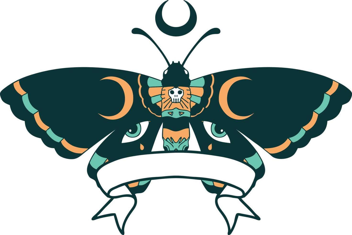 tattoo with banner of a moth vector