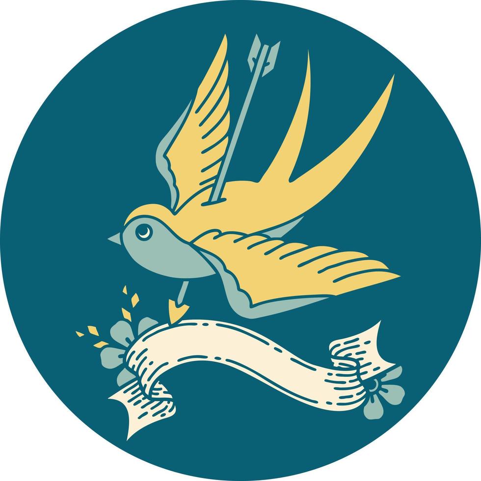 icon with banner of a swallow vector