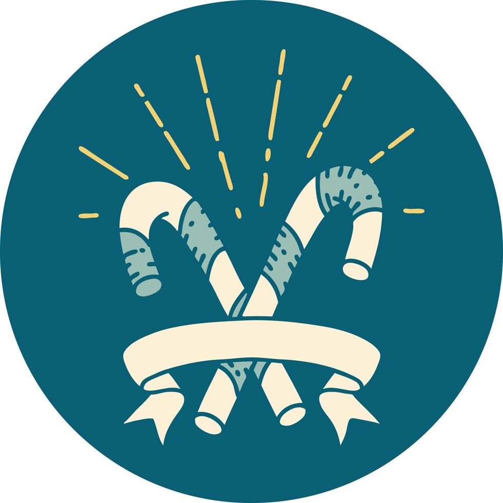 icon of tattoo style candy canes vector