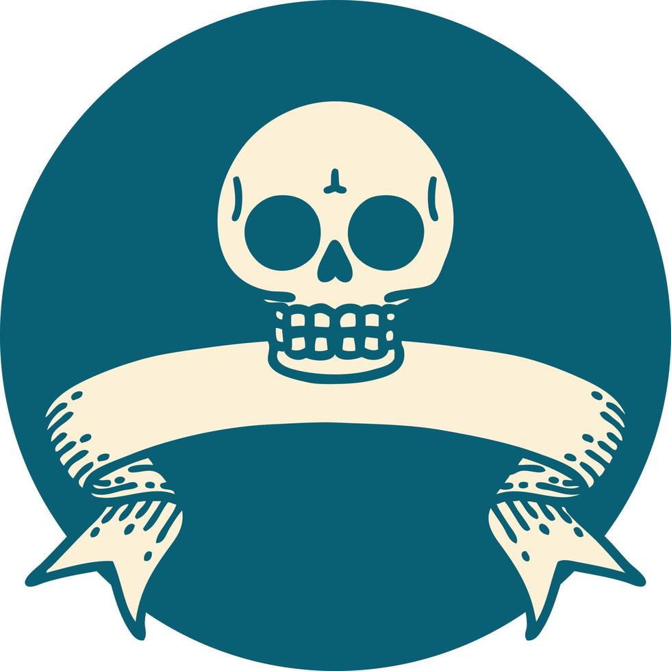 icono con pancarta de una calavera vector