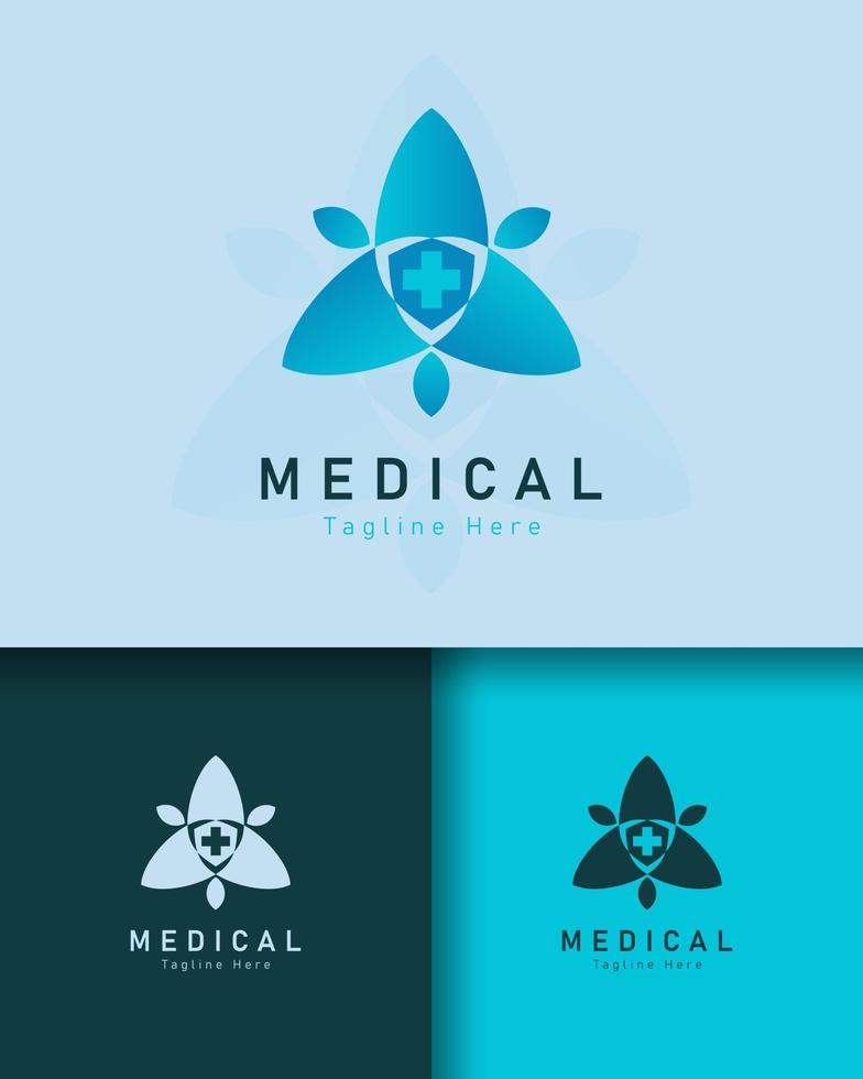 diseño de logotipo de salud médica en diferentes colores de fondo vector