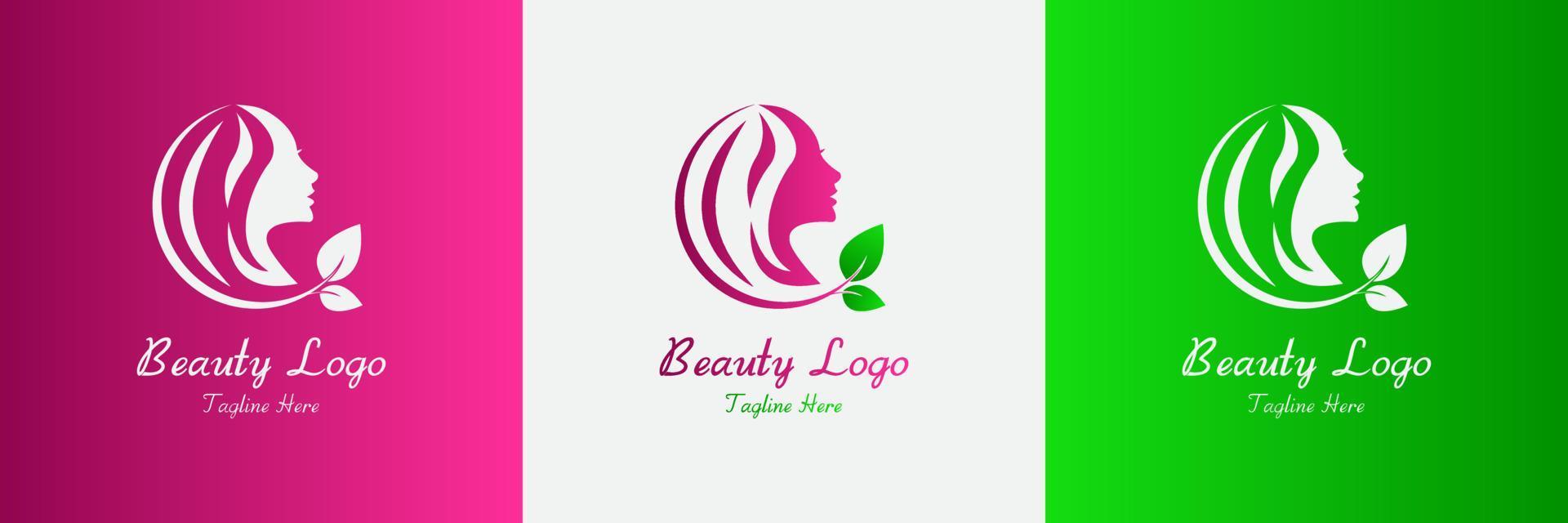 Beauty woman's face logo template vector