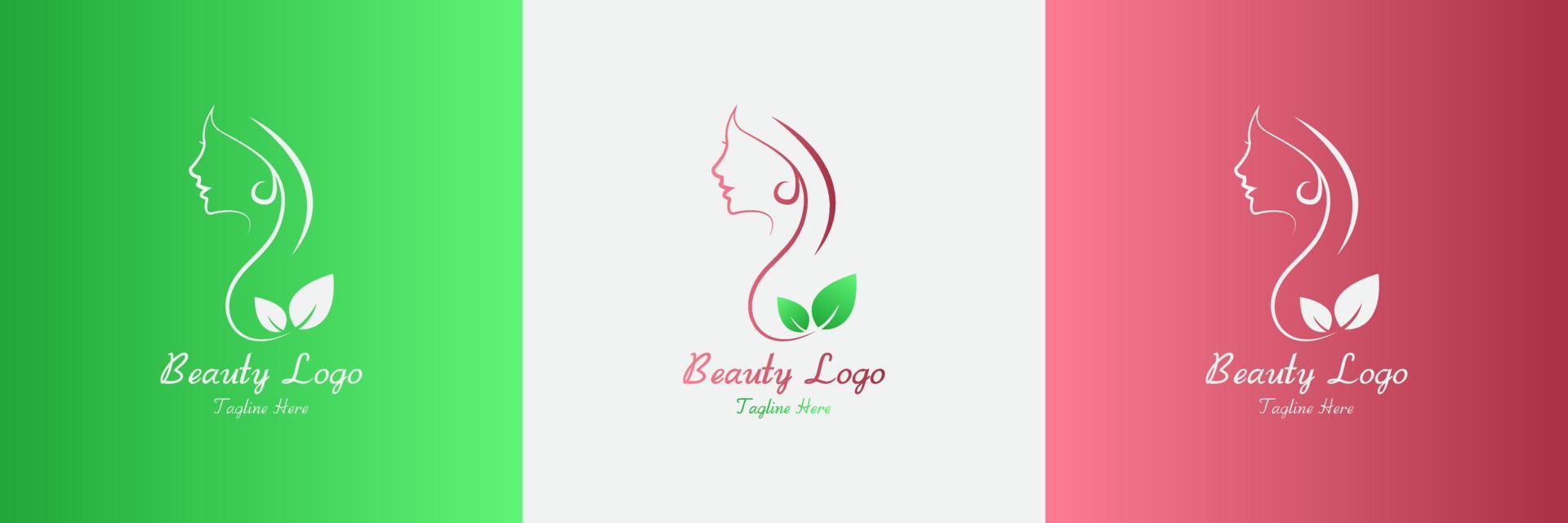 Beauty woman's face logo template vector