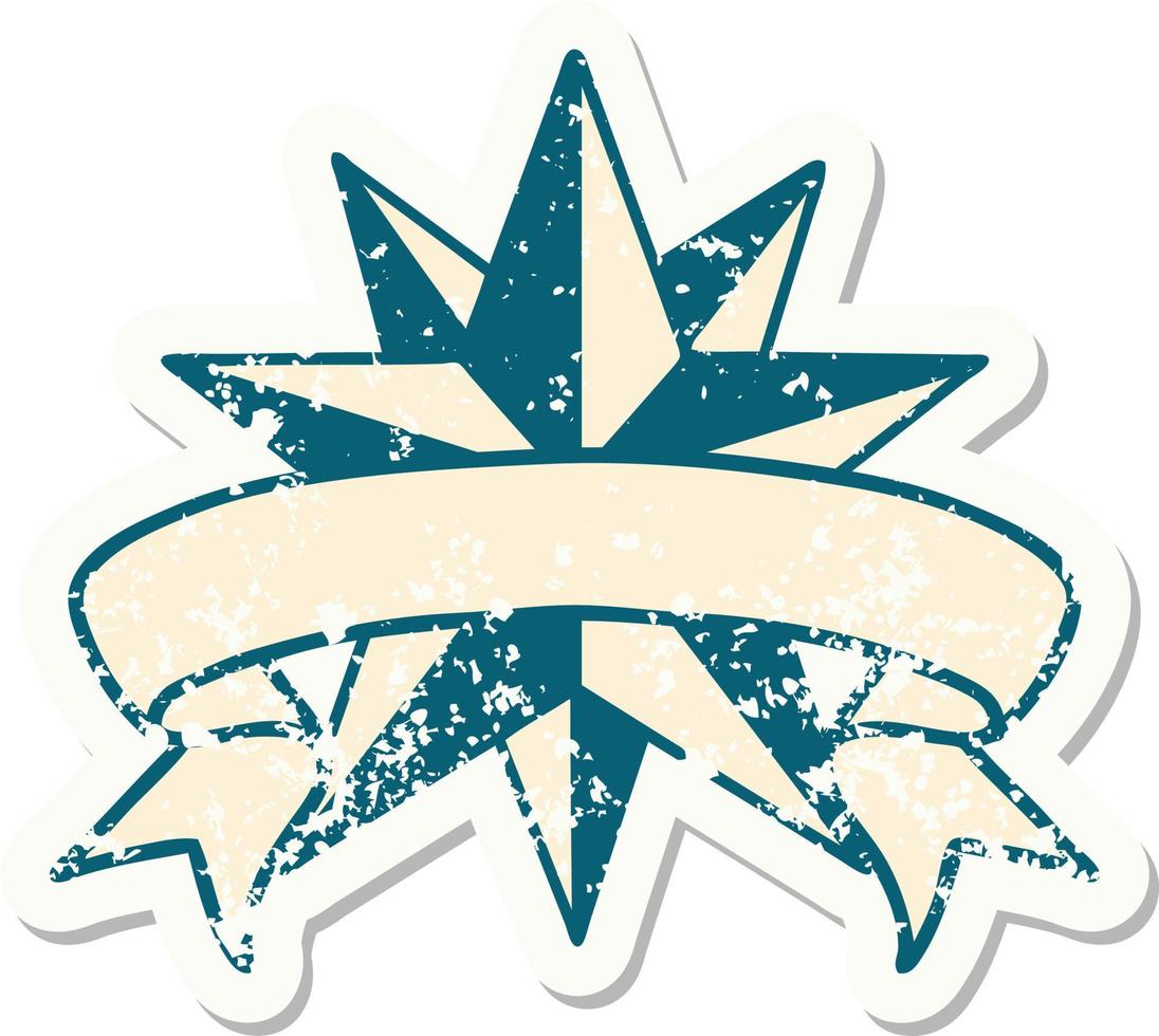 grunge sticker with banner of a star vector