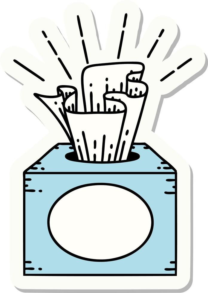 sticker of tattoo style box of tissues vector