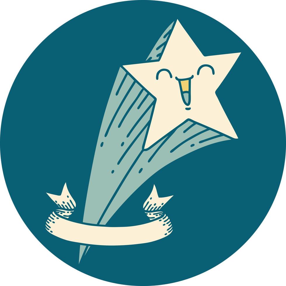 icon of tattoo style shooting star vector