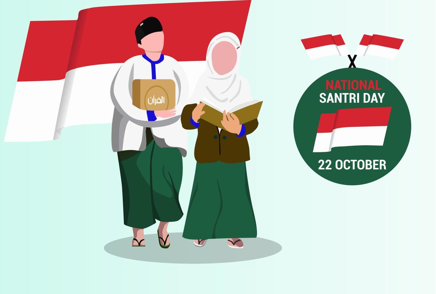 vector illustration icon of Indonesian national santri day santri