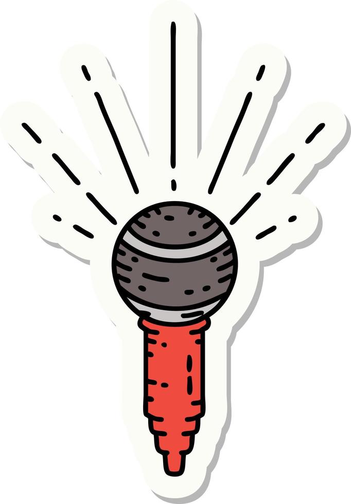 sticker of tattoo style microphone vector