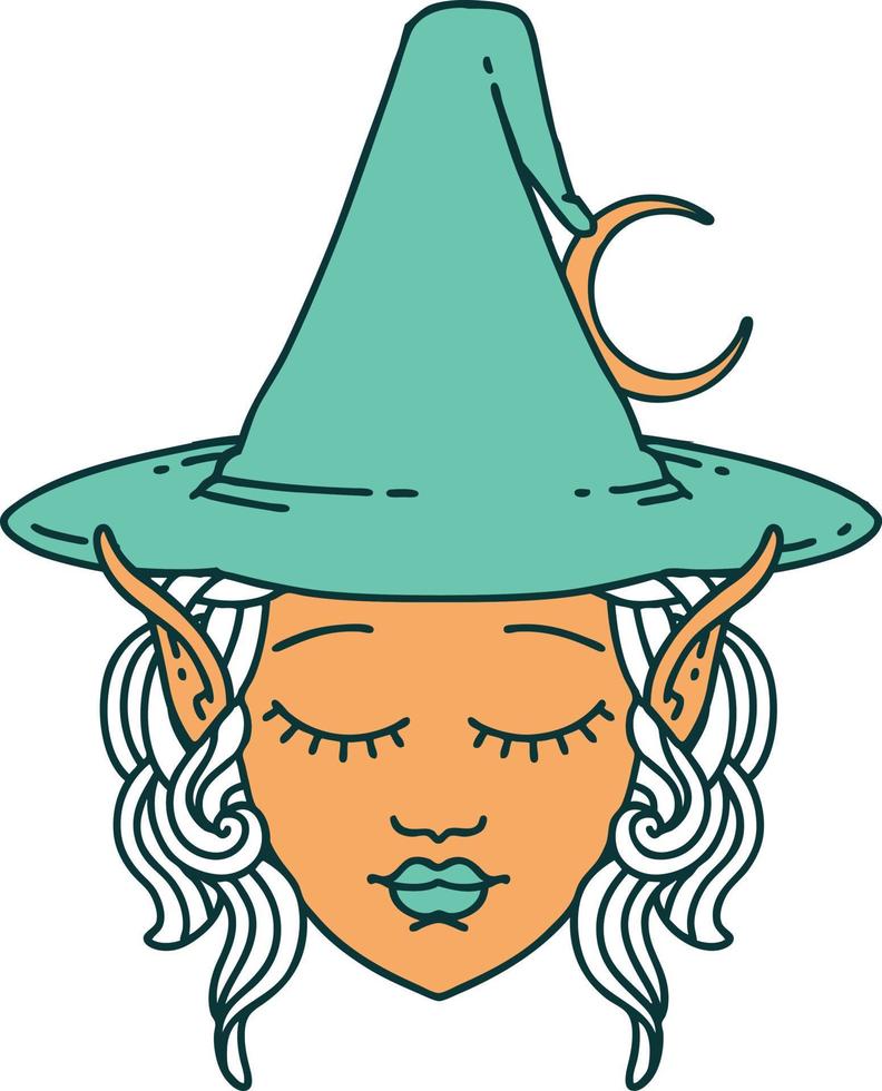 elf mage character face illustration vector
